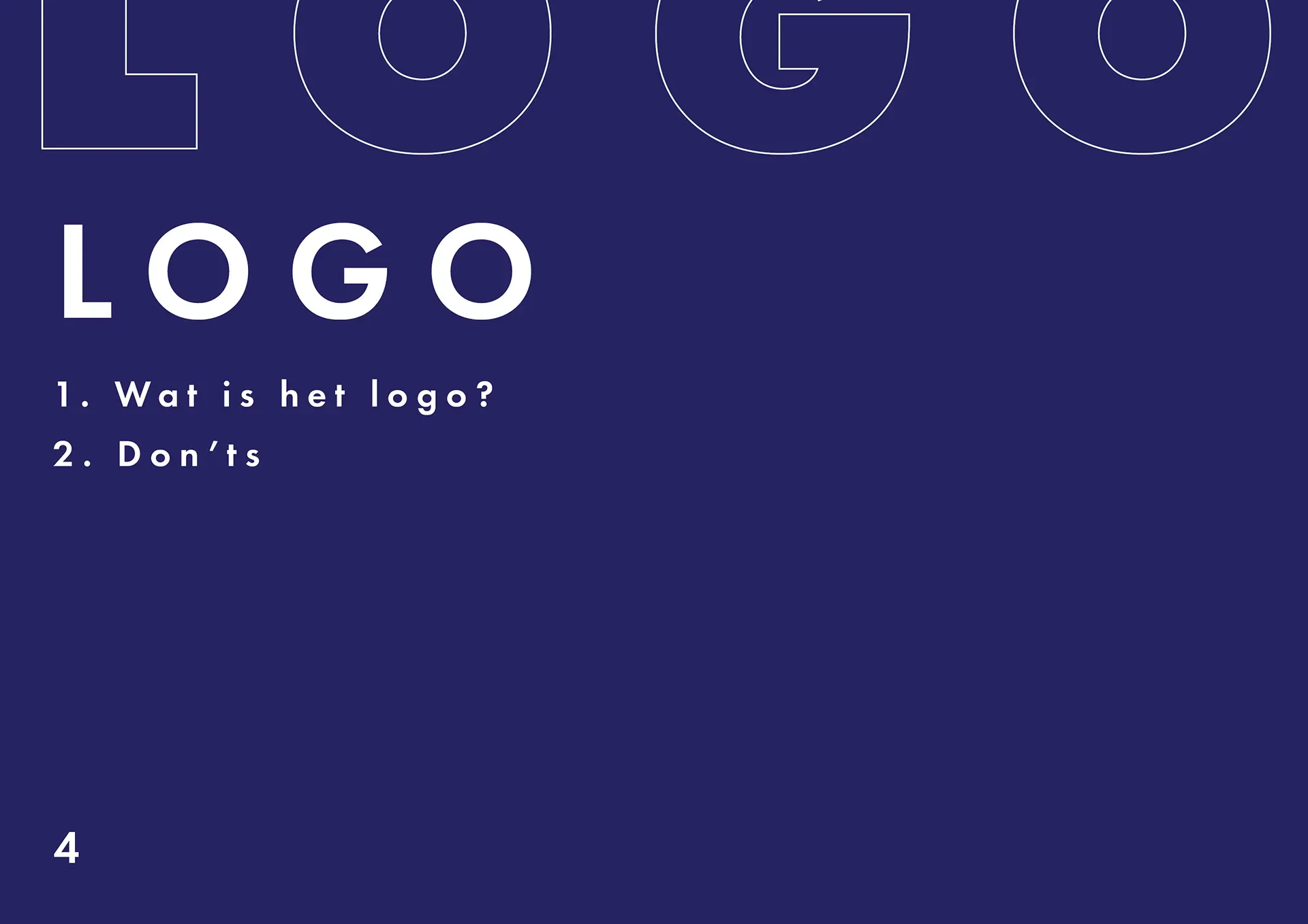 This is a page of the table of contents for the logo part