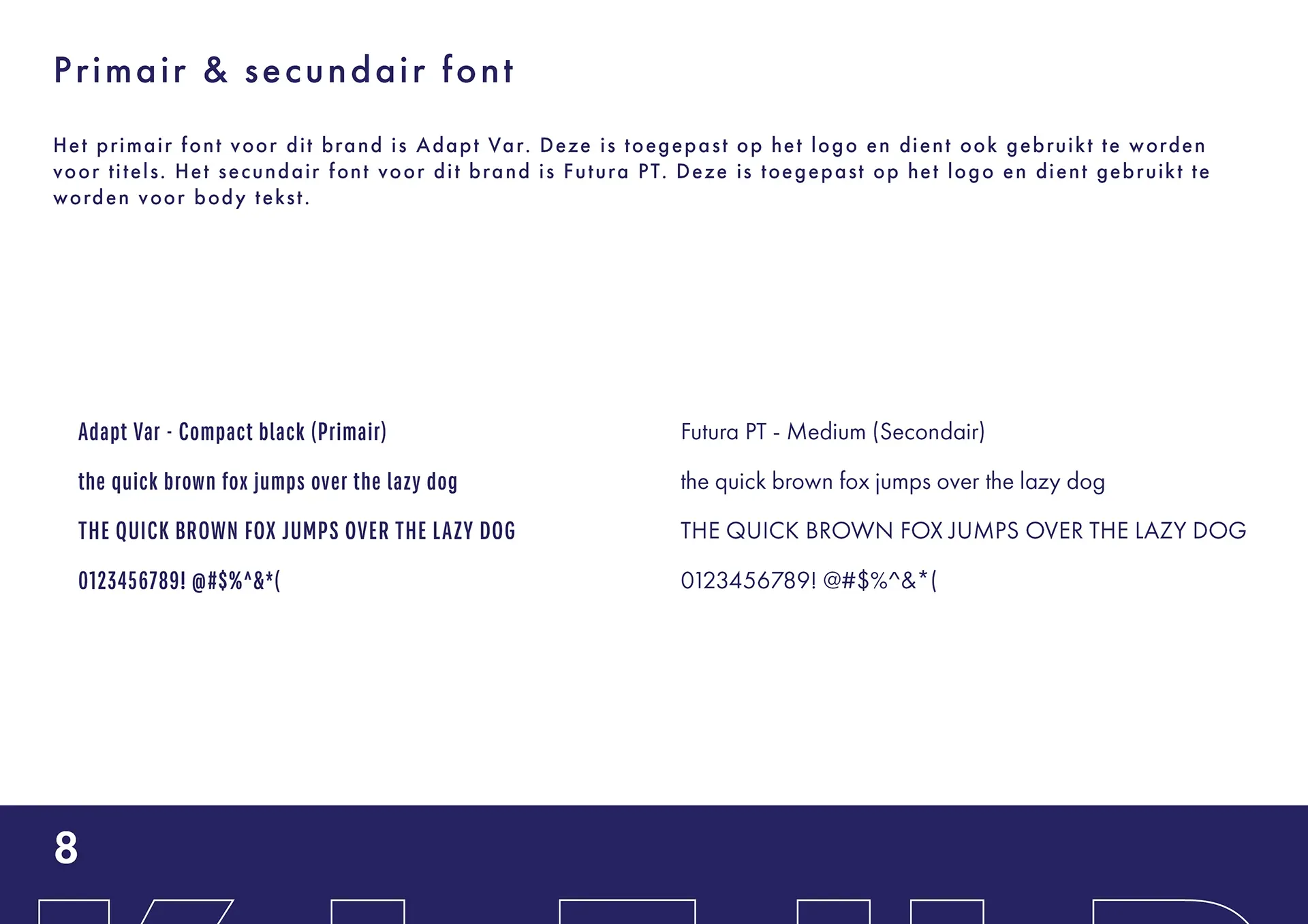 This page explained everything about the typography the primair font and secondary font